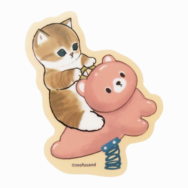 mofusand スマホに貼れるサイズのクリアステッカー(くま遊具)