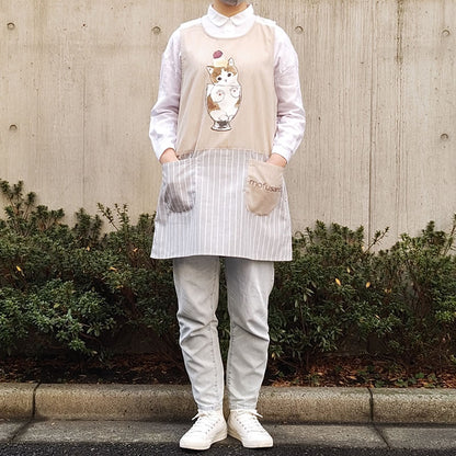 mofusand Apron (parfait Nyan gray)