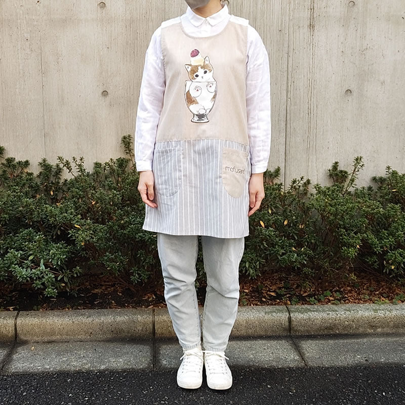 mofusand Apron (parfait Nyan gray)