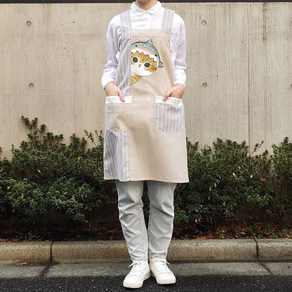 mofusand エプロン(ジンベエザメにゃん グレー)