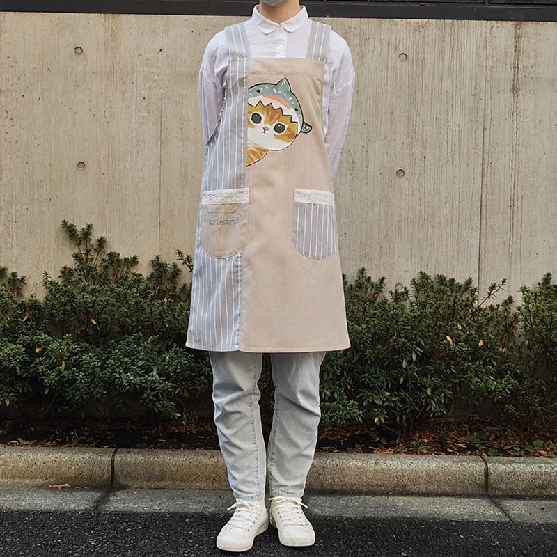 mofusand エプロン(ジンベエザメにゃん グレー)