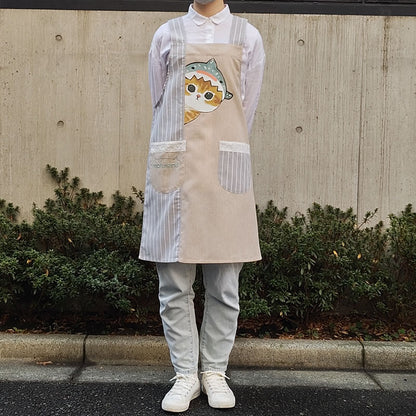 mofusand エプロン(ジンベエザメにゃん グレー)