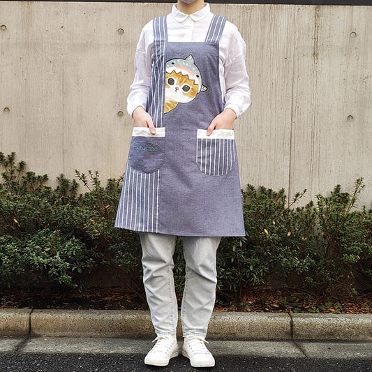 mofusand エプロン(ジンベエザメにゃん ネイビー)