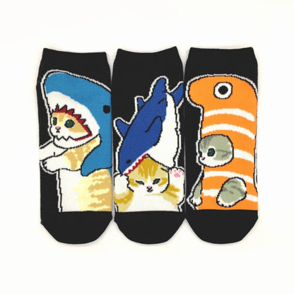 mofusand メンズ3Pソックス(生き物)